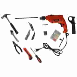 Black + Decker Hammer Drill Machine and Hand Tool Kit